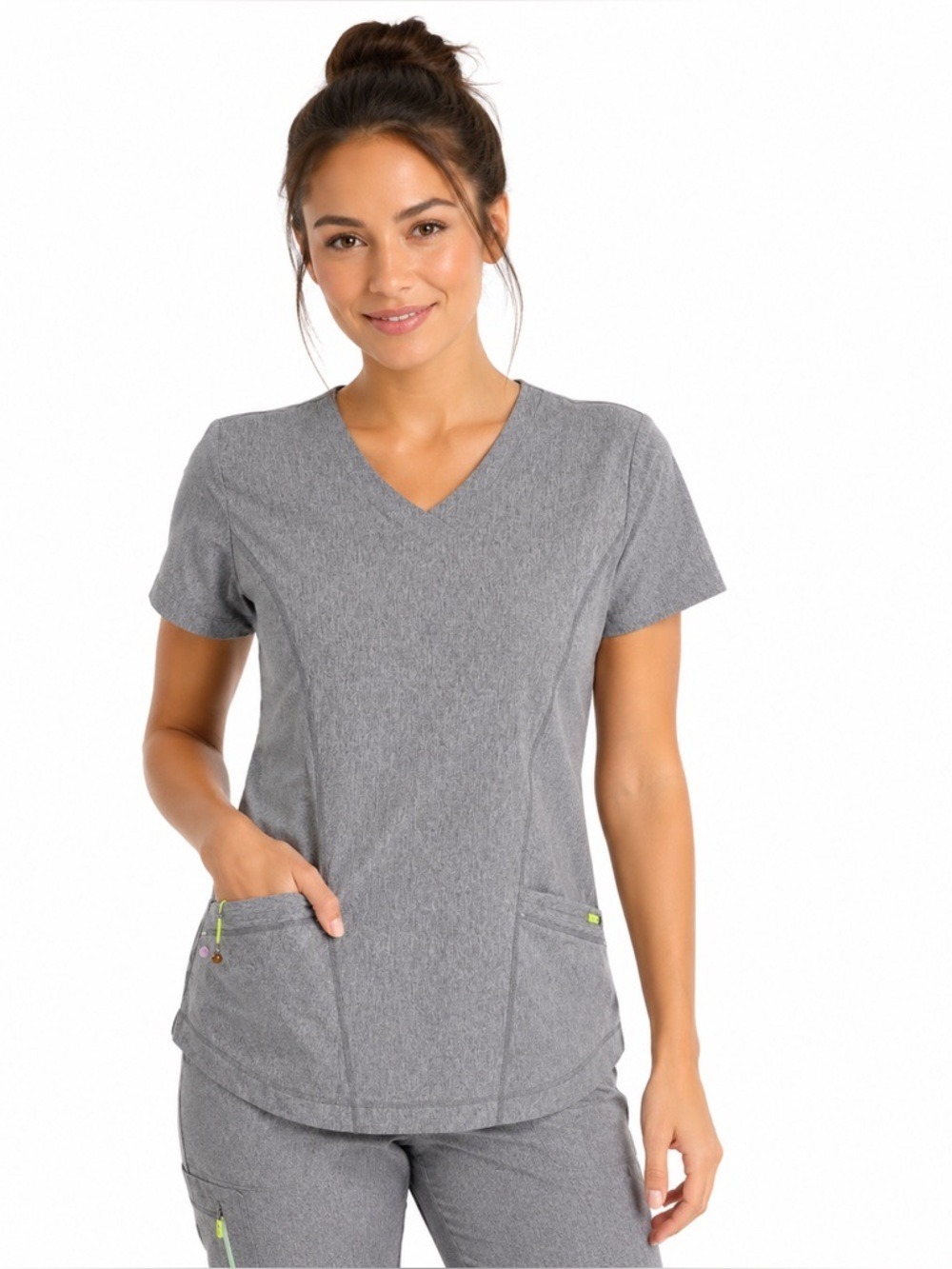 Scrubletics Grey Lightweight Pockets Short Sleeved Scrub Top Size Large